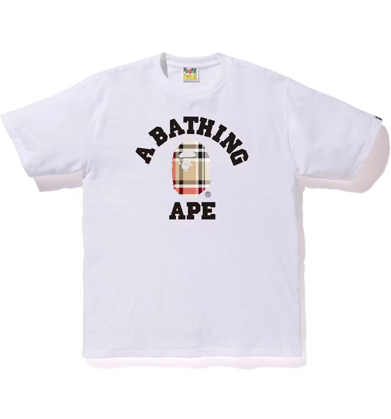 BAPE Check 'White/Beige' College Tee